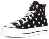 Converse All Star Polka Dot Lift A10688C In Black Pink for Women