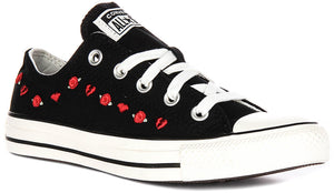 Converse All Star Low A13651C Rose & Hearts In Black Red