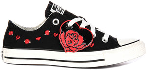 Converse All Star Low A13651C Rose & Hearts In Black Red