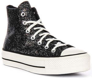 Converse All Star Lift A09551C In Black Silver Metalic