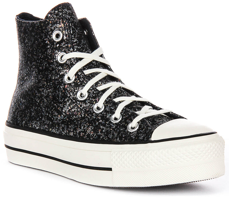 Converse All Star Lift A09551C In Black Silver Metalic
