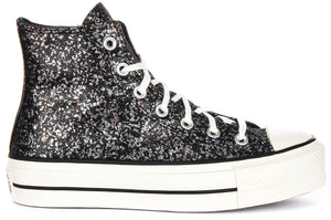 Converse All Star Lift A09551C In Black Silver Metalic