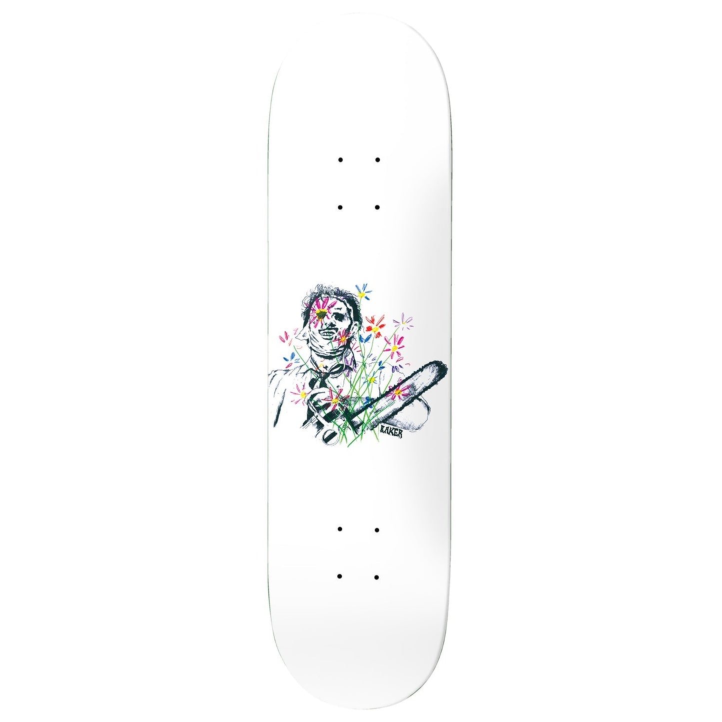 Baker Skateboard Deck Casper Brooker Texas Flowers White 8.5" x 32"