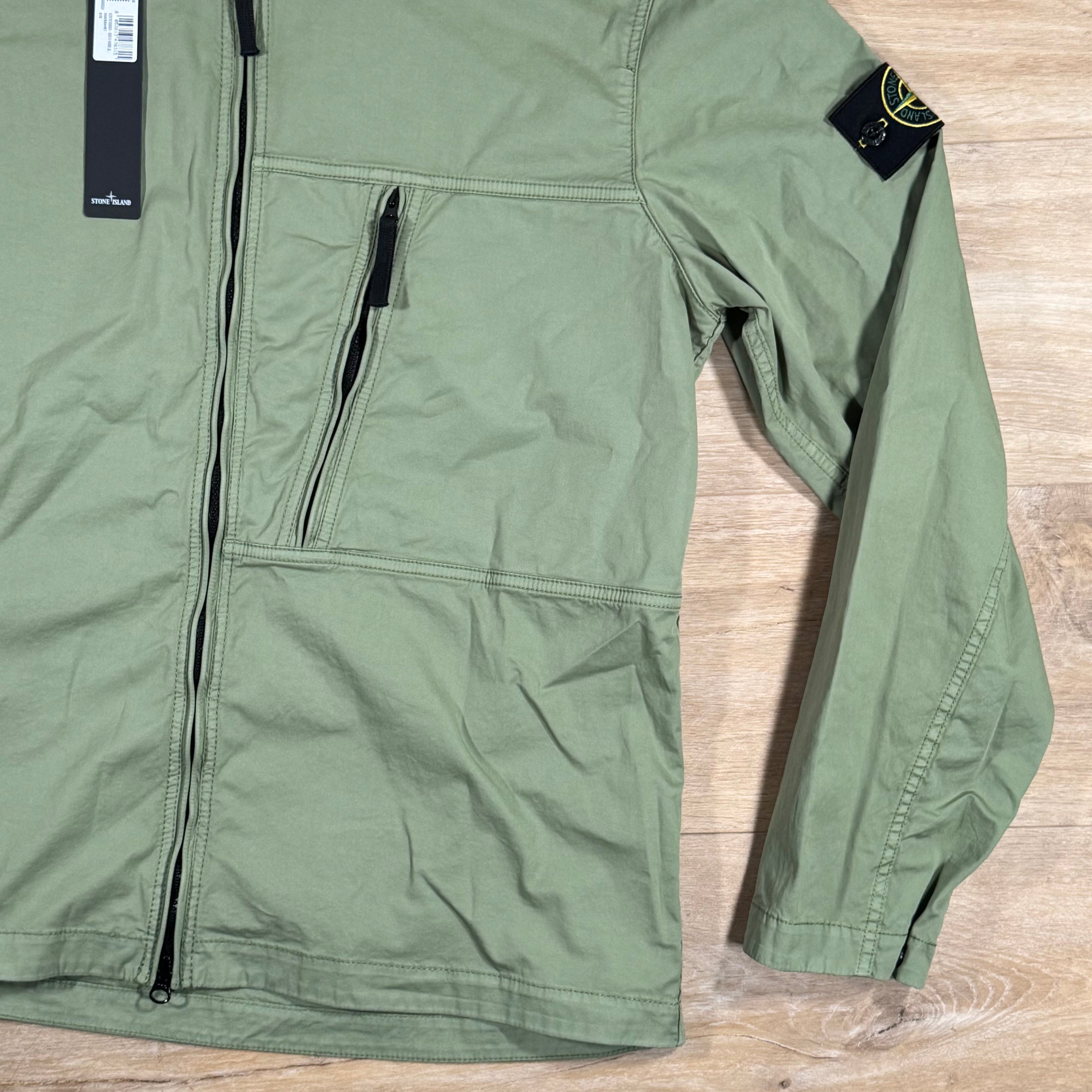 Stone Island Supima Cotton Twill Overshirt in Sage Green
