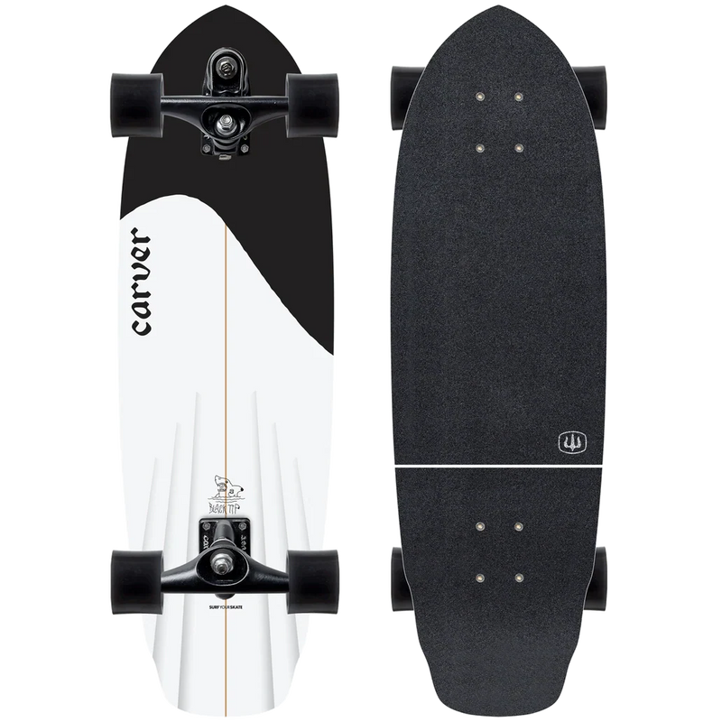 Carver Black Tip Surfskate Complete C7 Coal Satin - 32.5″