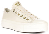 Converse All Star Lift A12765C In Cream Leather