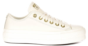 Converse All Star Lift A12765C In Cream Leather