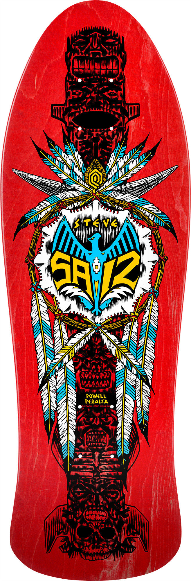 Powell Peralta Steve Saiz Totem Reissue Skateboard Deck - 10″ Red Veneer **PRE-ORDER**