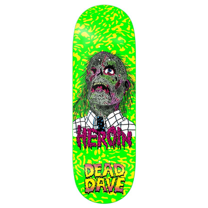 Heroin Skateboard Deck Dead Dave Dead Head Green 10.125" x 32.425"