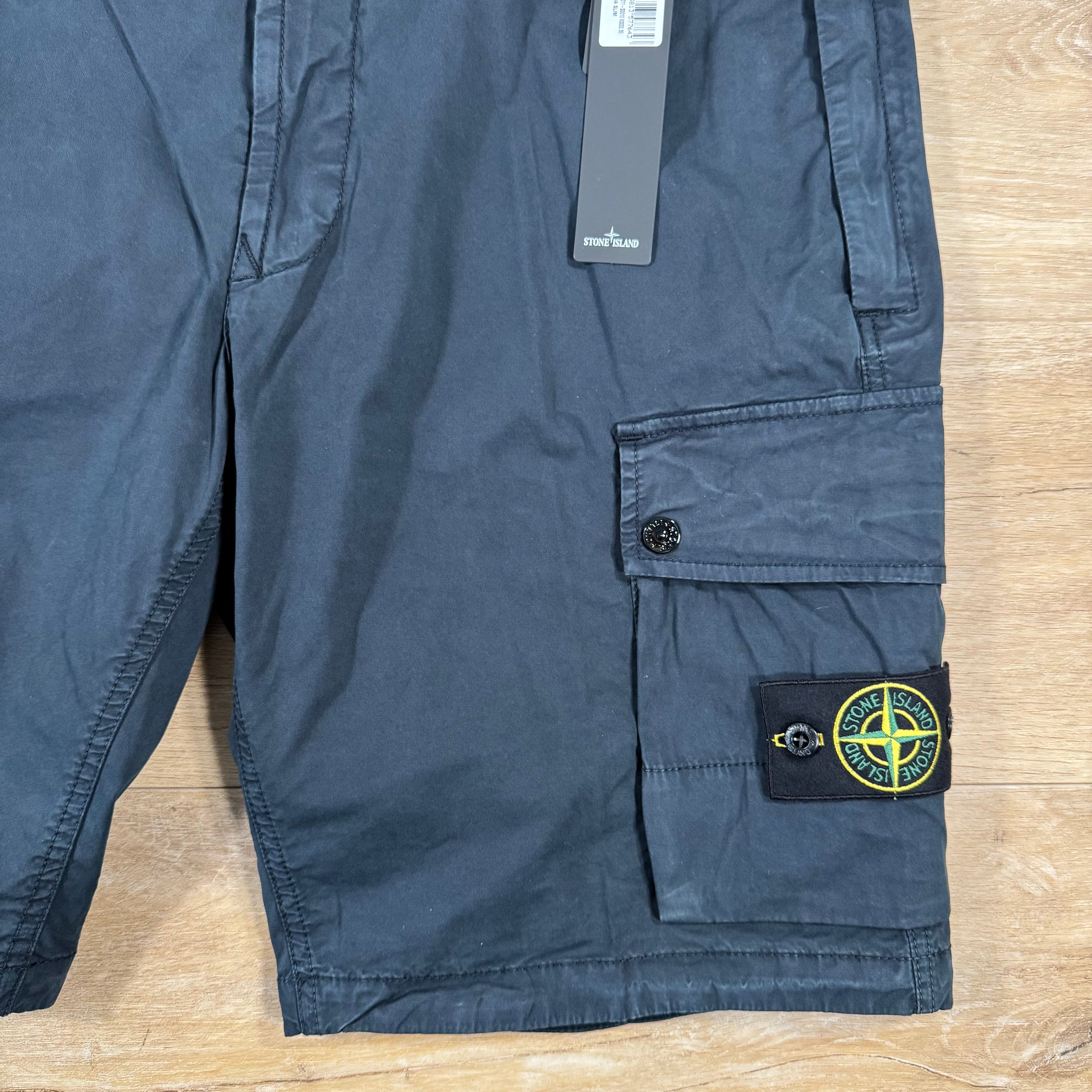 Stone Island Supima Cotton Twill Stretch-TC Bermuda Shorts in Navy