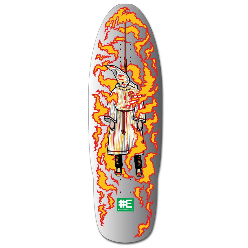 Everybody Skates Skateboard Deck Burning Klansman Big Board Silver 12.3" x 40"