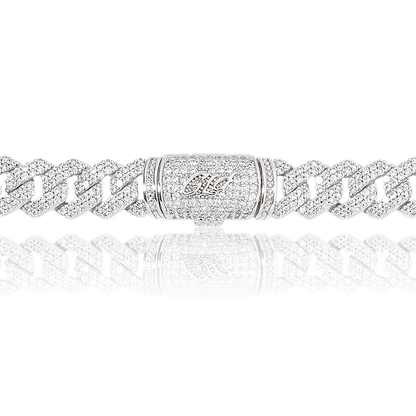 Diamond Prong Link Chain in White Gold - 12mm