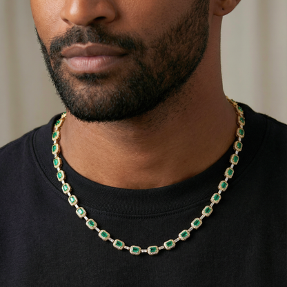 Green Gemstone Chain (Gold) - 7mm