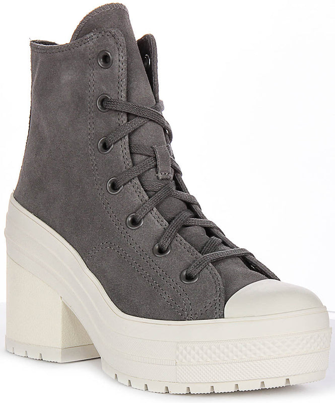 Converse Chuck 70s De Luxe Heel A12327C In Grey Suede