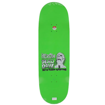 Heroin Skateboard Deck Dead Dave Dead Head Green 10.125" x 32.425"