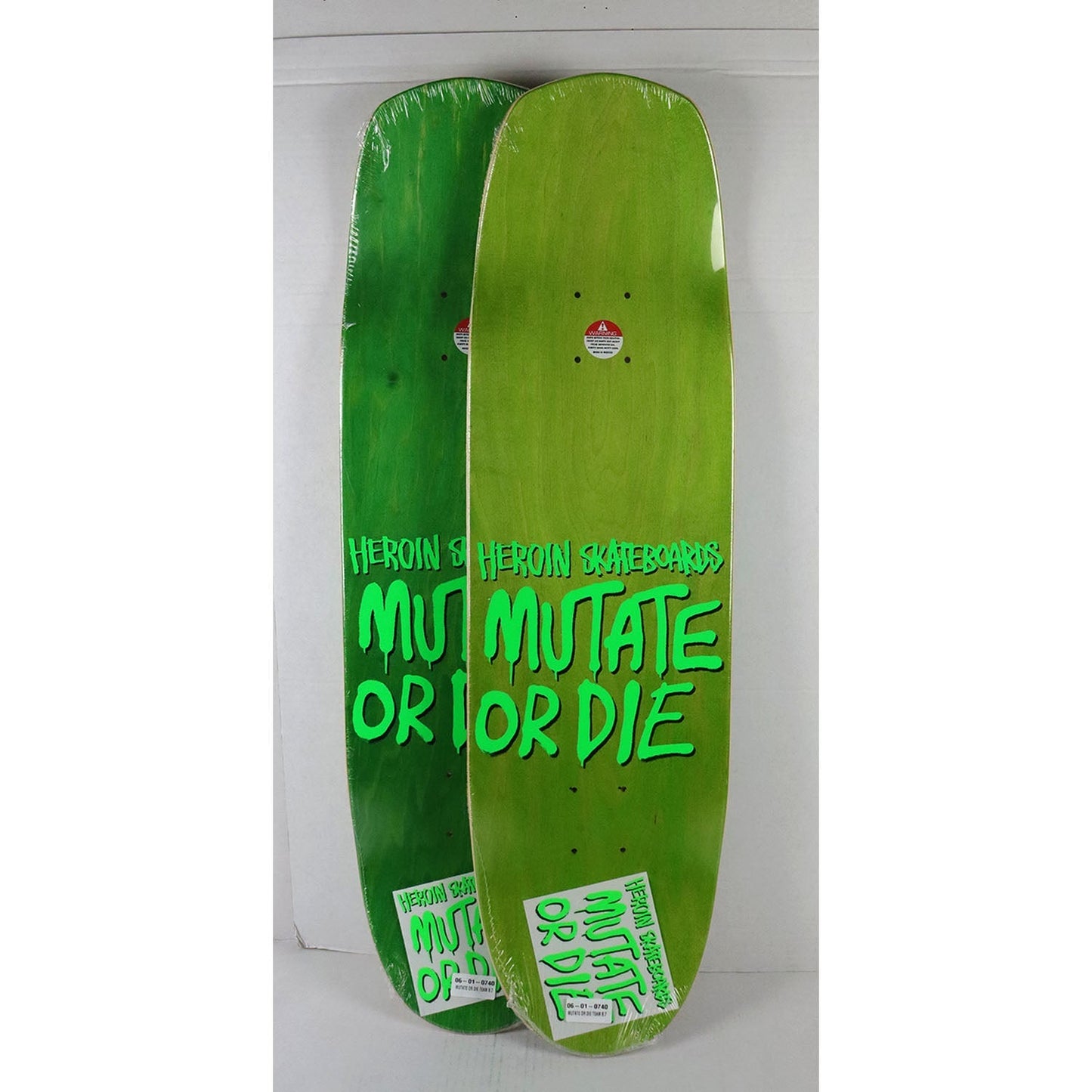 Heroin Skateboard Deck Mutate or Die Team 8.7" x 31.75"