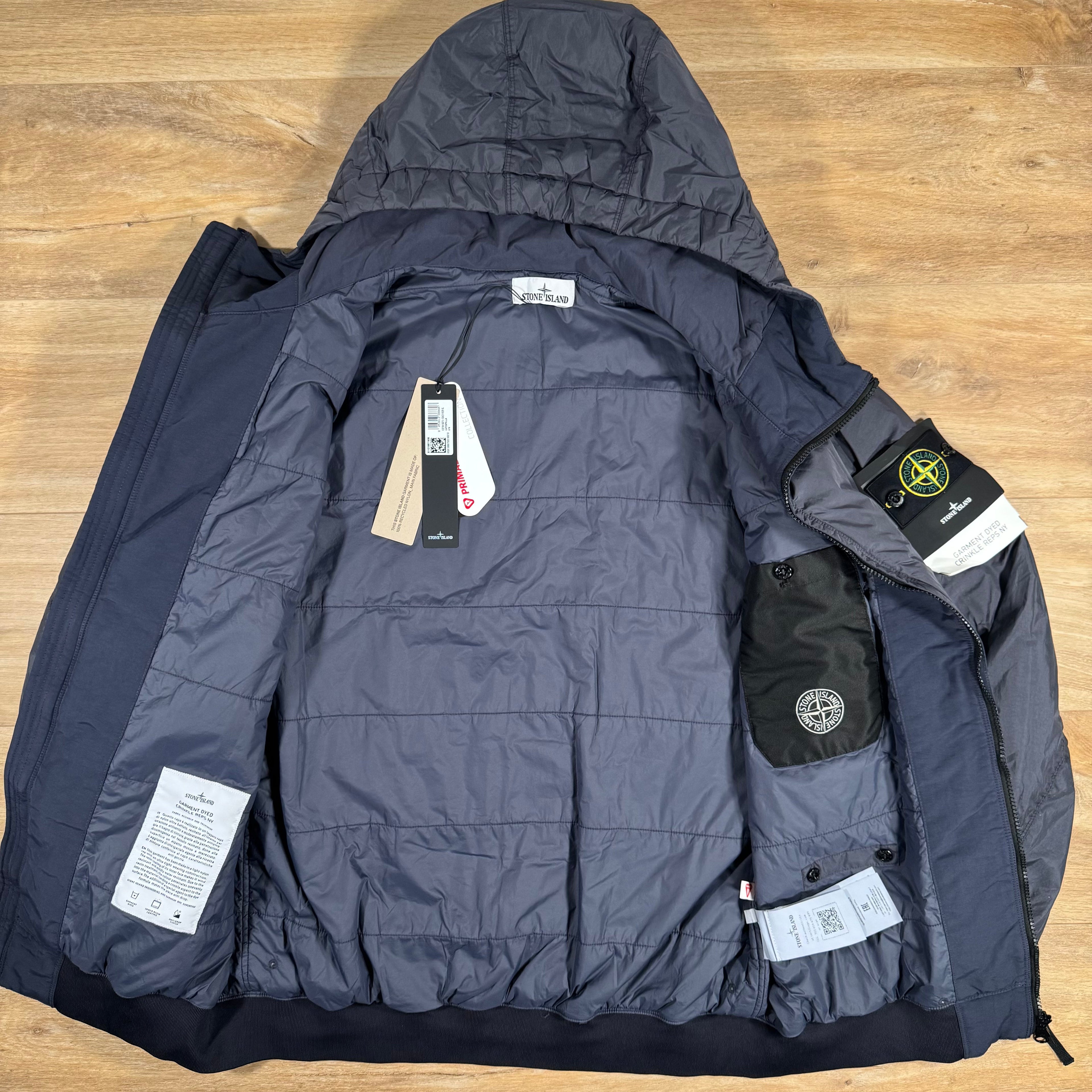 Stone Island Crinkle Reps NY Padded Jacket in Ink Blue