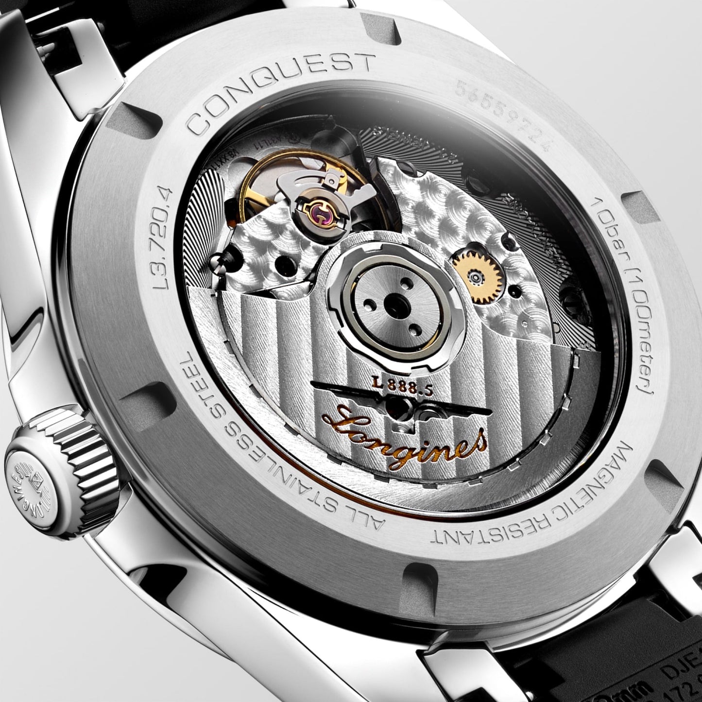 Conquest Auto 38 mm Black on Rubber Strap *