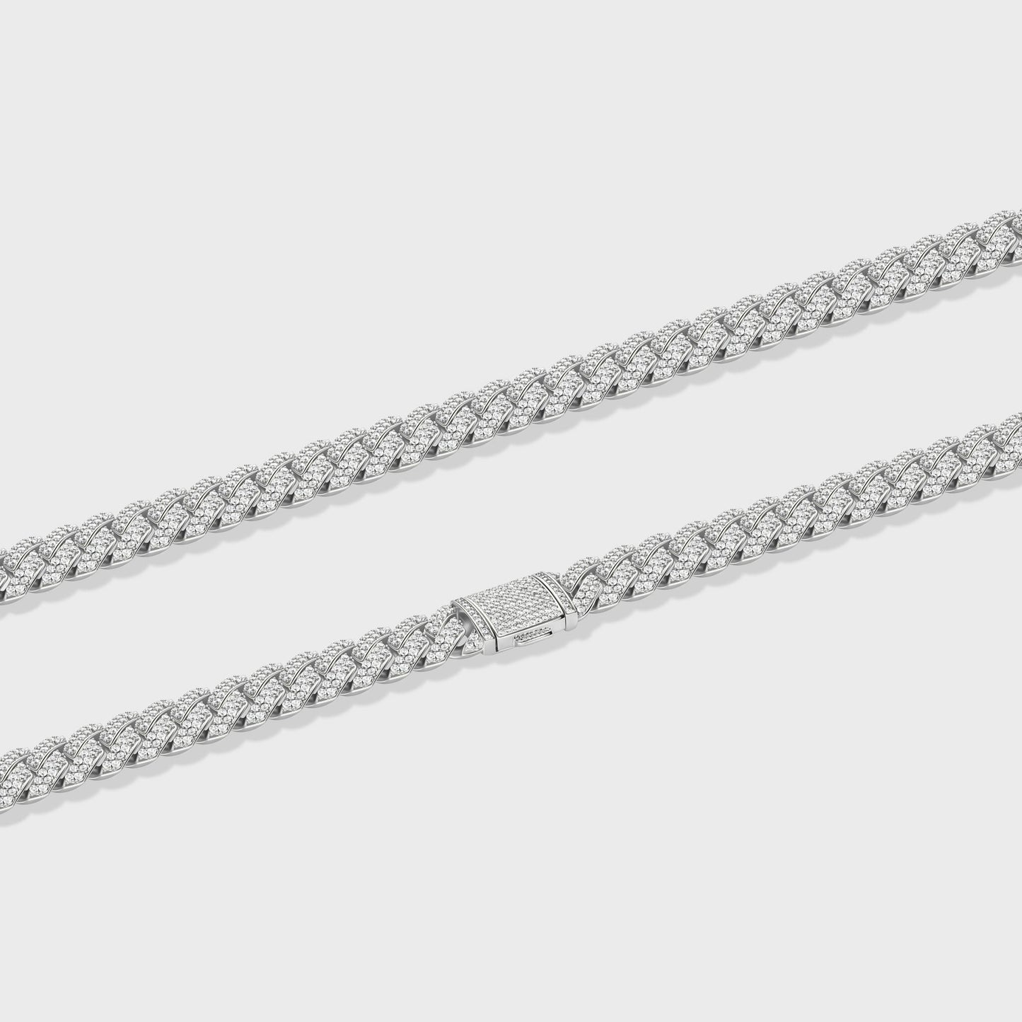 Iced Prong Cuban Chain (Silver) - 10mm