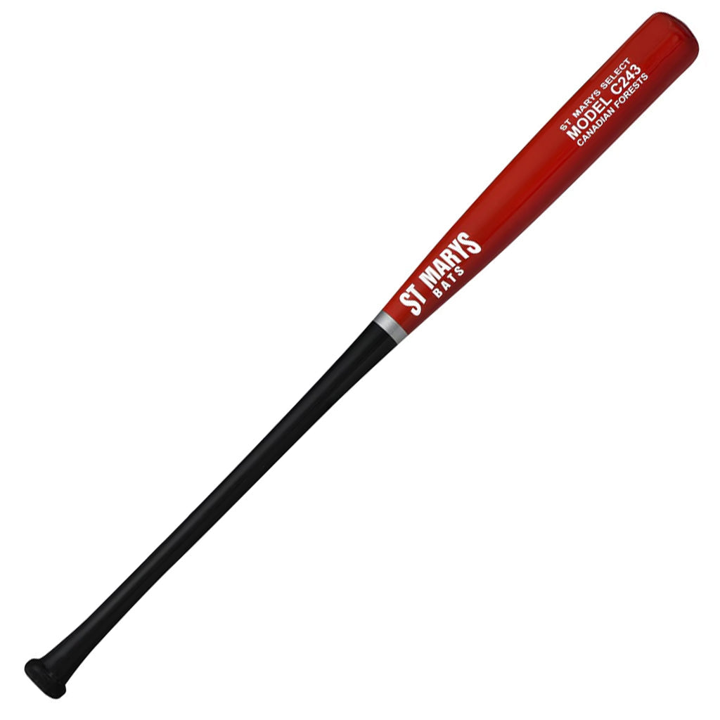 KR3 St Marys Select C243 Wood Baseball Bat – Gloss Red Barrel / Black Handle