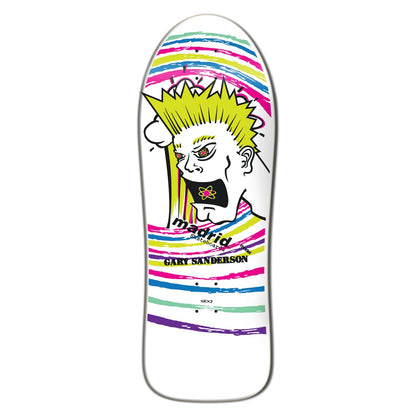 Madrid Skateboard Deck Gary Sanderson Atomic Man Reissue White 10.62" x 30.25"