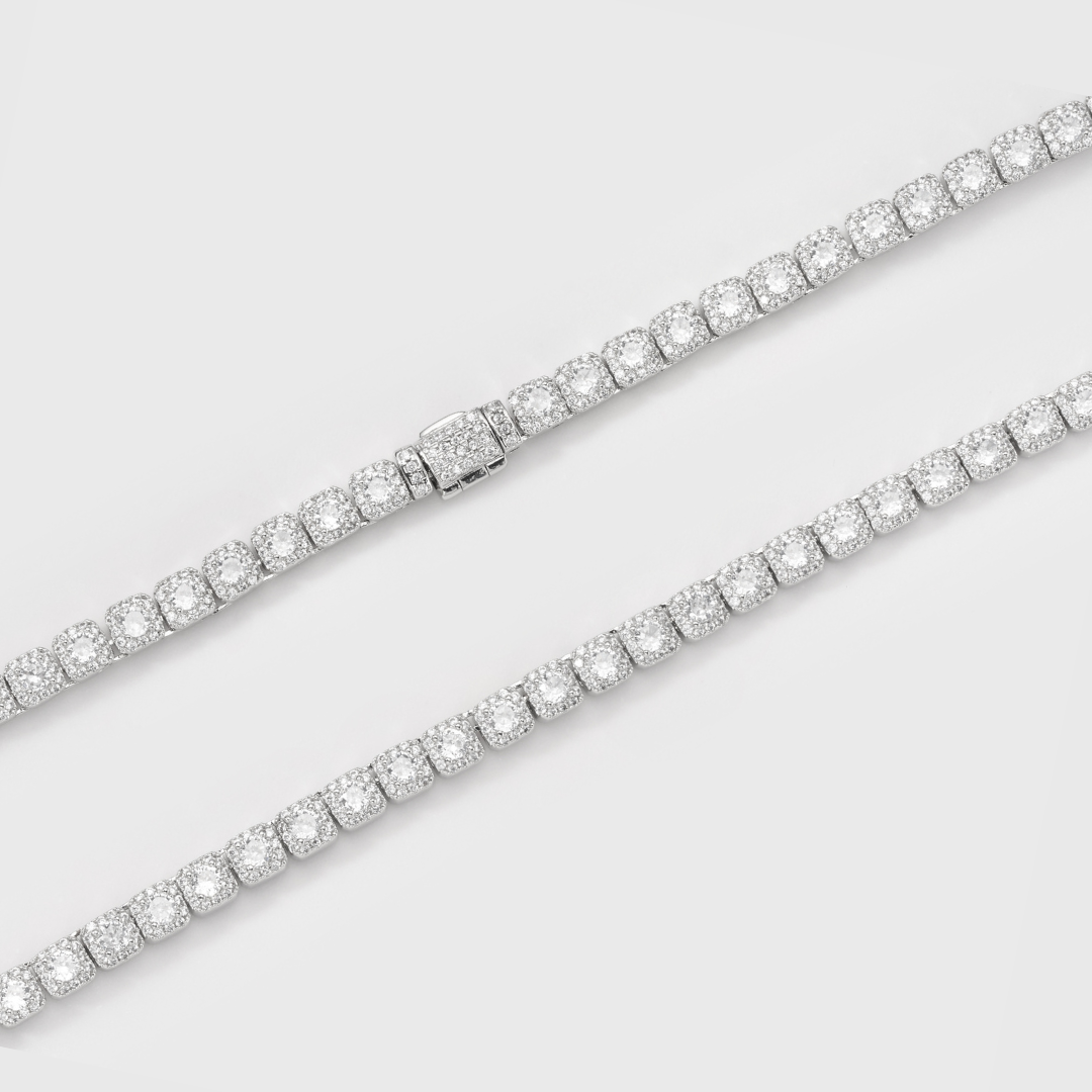 Micro Clustered Tennis Chain (Silver) - 5mm