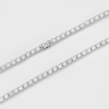 Micro Clustered Tennis Chain (Silver) - 5mm