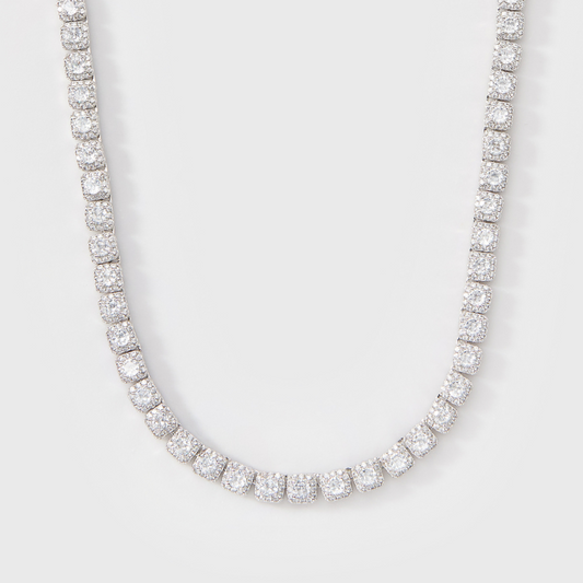 Micro Clustered Tennis Chain (Silver) - 5mm