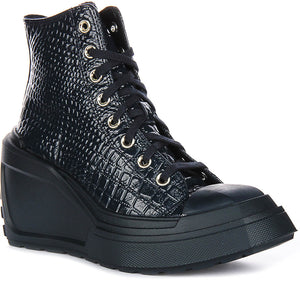 Converse Chuck 70 De Luxe Wedge A10037C In Navy Leather