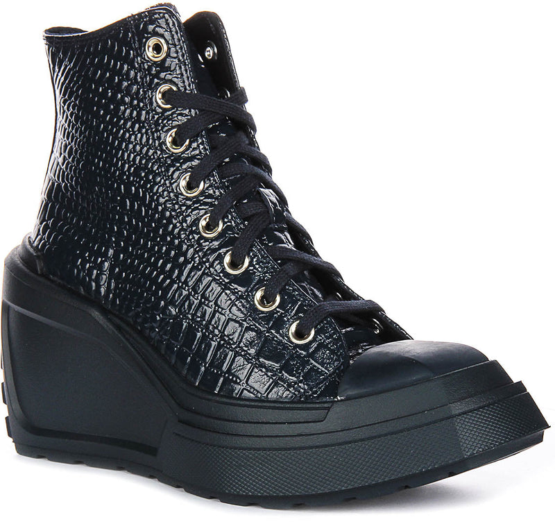 Converse Chuck 70 De Luxe Wedge A10037C In Navy Leather