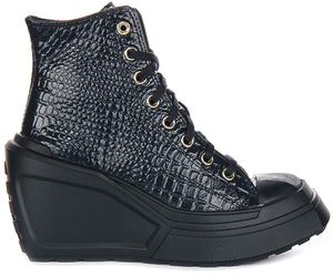 Converse Chuck 70 De Luxe Wedge A10037C In Navy Leather
