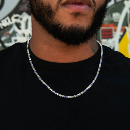 3MM Diamond Colored Tennis Chains in White Gold- All Colors