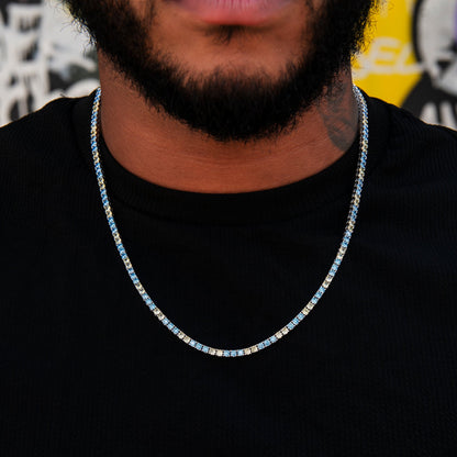 3MM Diamond Colored Tennis Chains in White Gold- All Colors