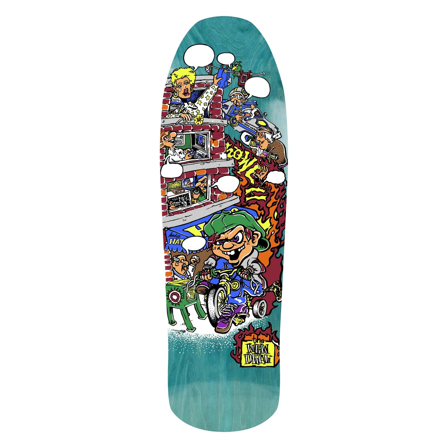 New Deal Skateboard Deck Andy Howell Tricycle Kid Teal 9.63" x 30.75"