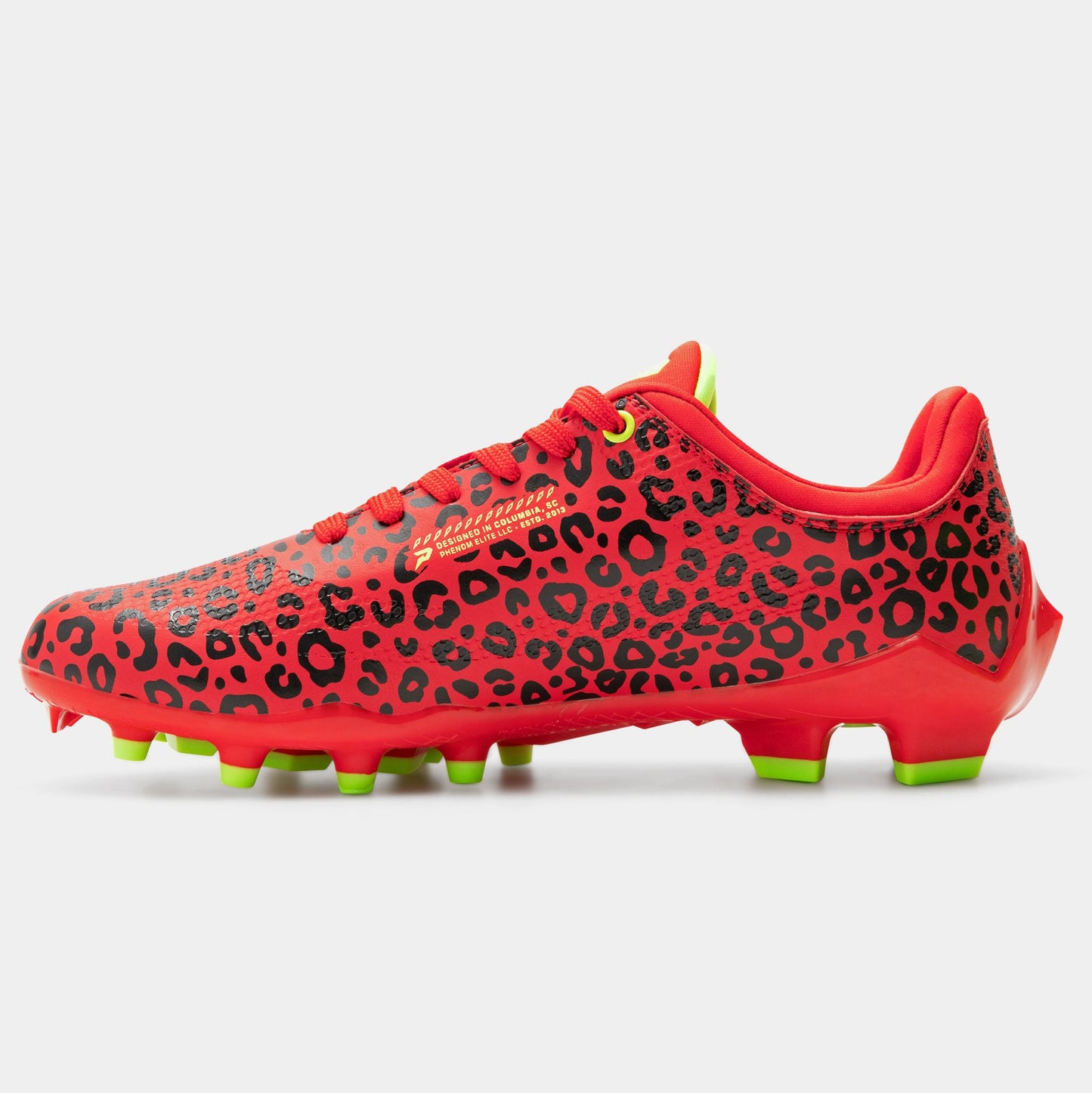 Phenom Elite Quantum Carbon Football Cleats – Red Leopard