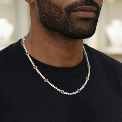 Red Clover Tennis Chain (Silver) - 4mm