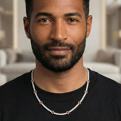 Red Clover Tennis Chain (Silver) - 4mm