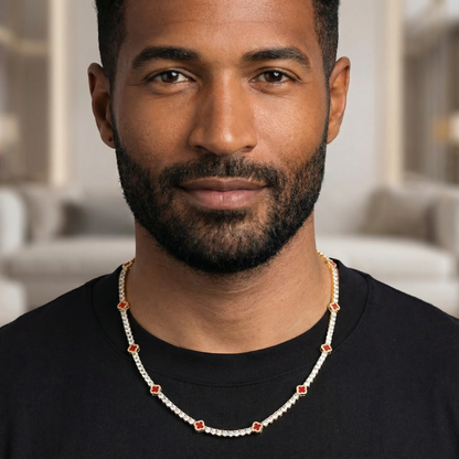 Red Clover Tennis Chain (Gold) - 4mm