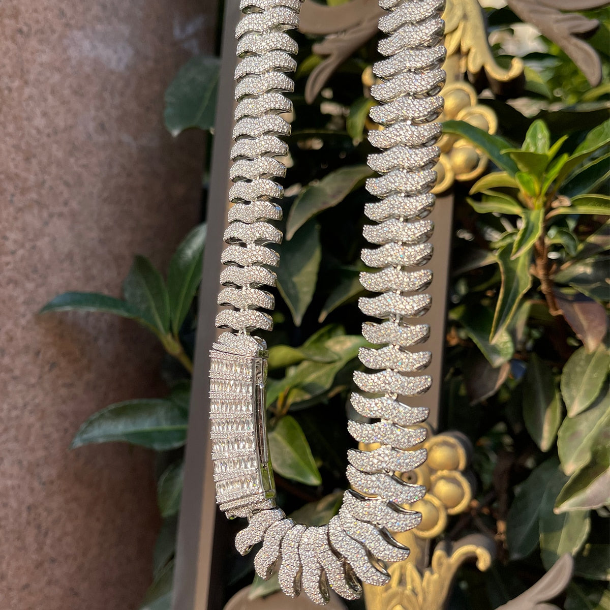 20MM Boomerang Link Iced Out Diamond Necklace Chain