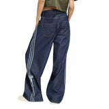 Adibreak Mid Rise Wide Leg Denim Track Pants
