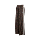 Satin Snake Print Wide Leg Track Pants