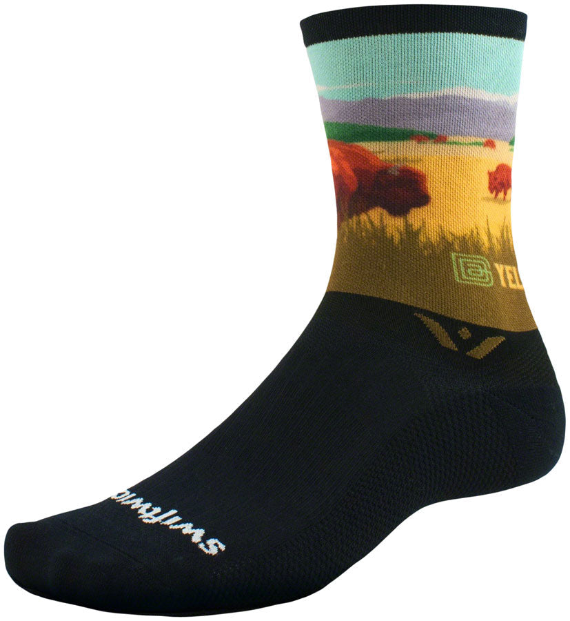 Swiftwick Vision Impression National Park Crew Socks - 6" YLWstAnkle Bison Medium