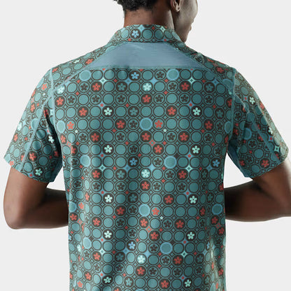 Smartwool - Men's Everyday Short Sleeve Button Down - Dusty Teal Geo Floral