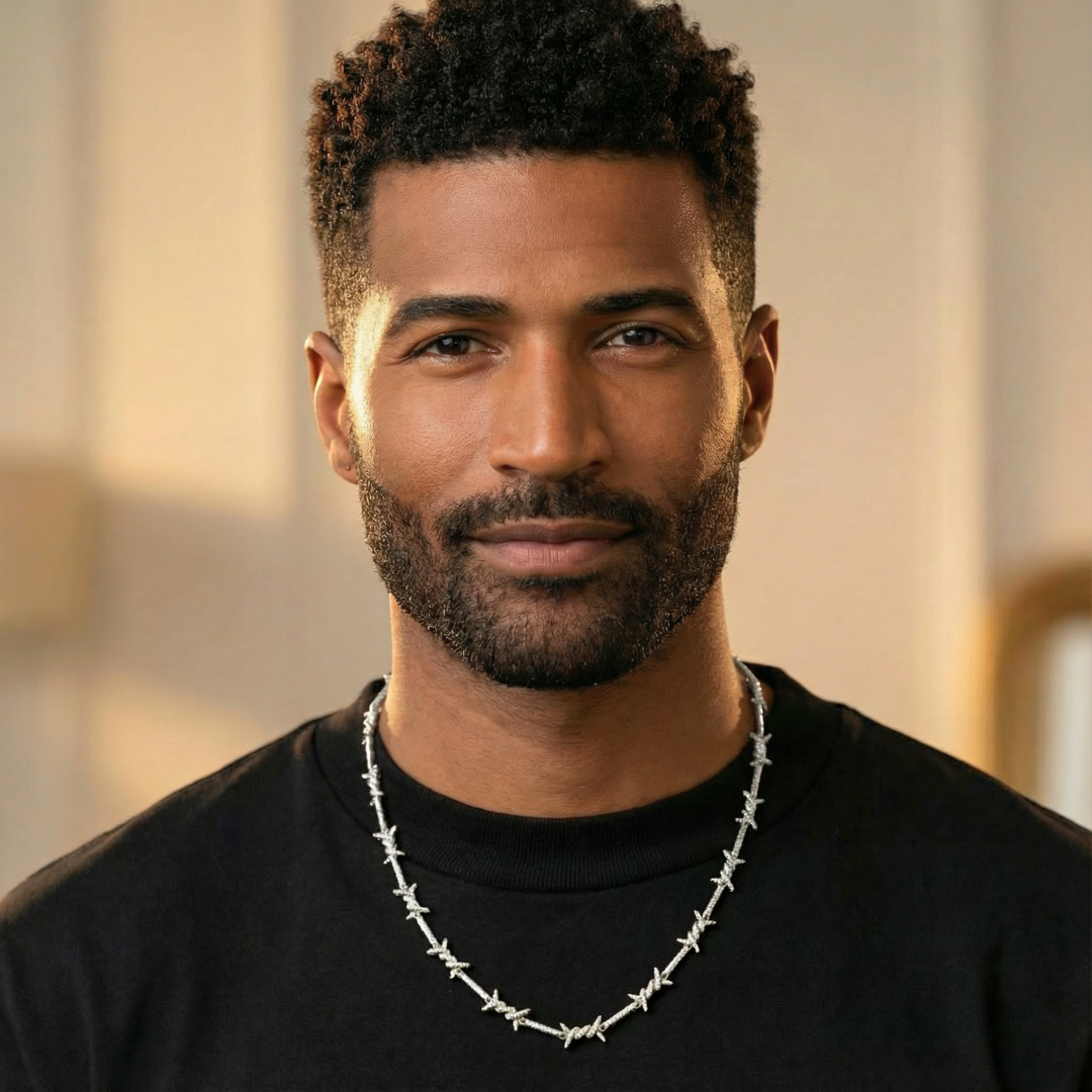 Iced Barbed Wire Chain (Silver) - 6mm