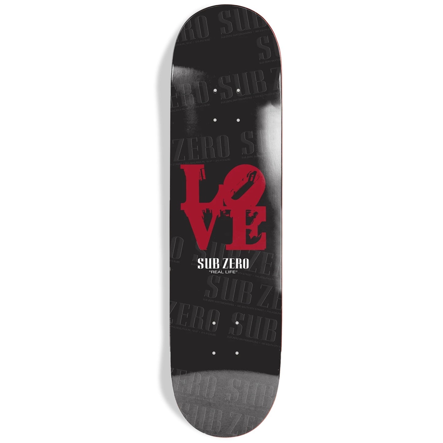 Sub Zero Skateboard Deck Love Park III 8.0" x 31.6" Black