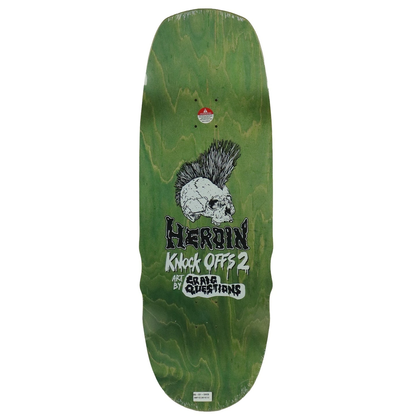 Heroin Skateboard Deck Swampy KO2 Slime Face 10.6" x 32.1"