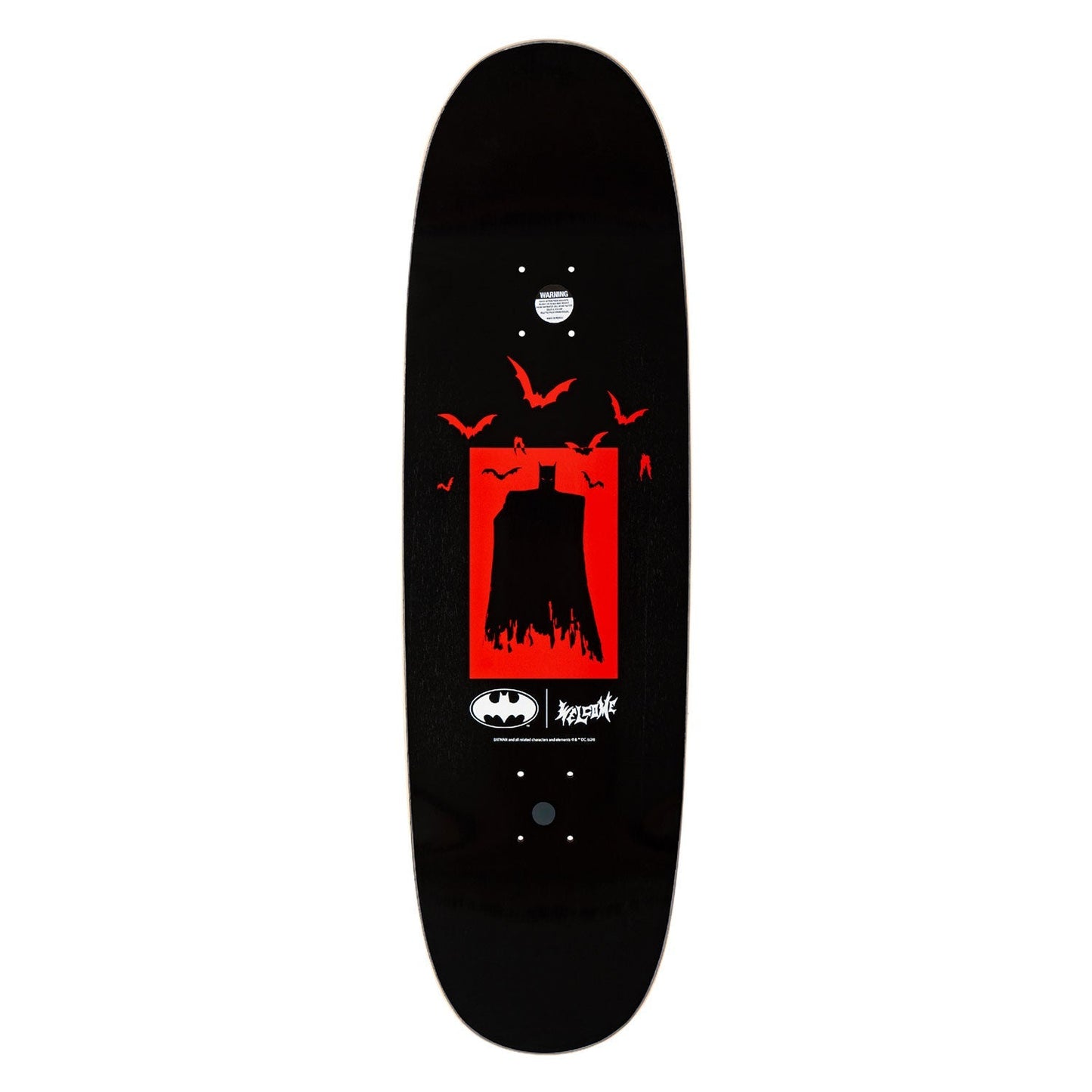 Welcome x Batman Skateboard Deck Bat Flames on Boline 2.0 Black 9.5"