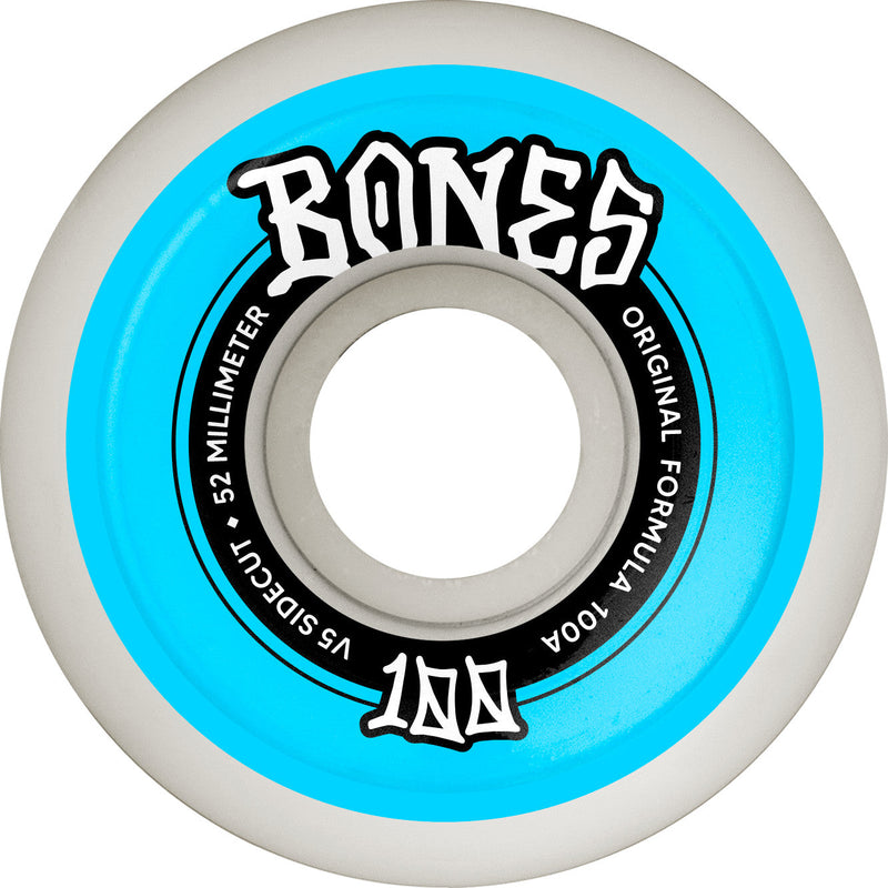 Bones OG 100's Original Formula V5 Sidecut 52mm 100a Wheels - White (Set of 4)