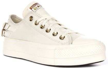 Converse Chuck Taylor All Star Lift Low A11866C In White Gold Buckles