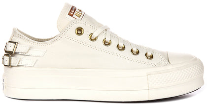 Converse Chuck Taylor All Star Lift Low A11866C In White Gold Buckles